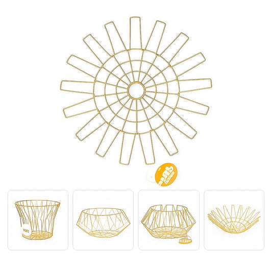 5-in-1 Magic Folding Metal Basket – Shape-Changing Golden Fruit & Snack Bowl