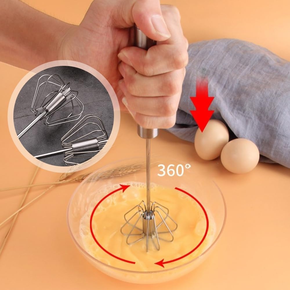 Effortless Mixing: The Semi-Automatic Stainless Steel Rotary Whisk