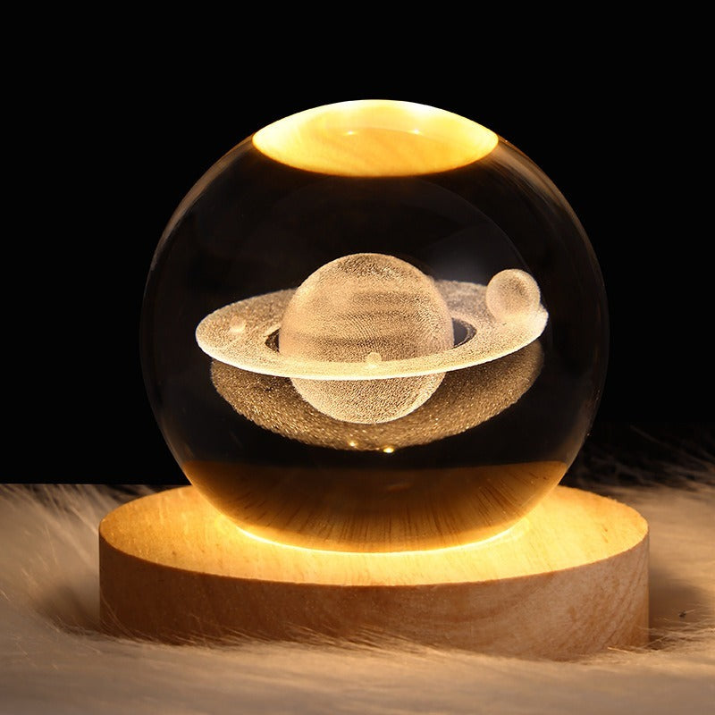 Cosmic Glow 3D Engraved Crystal Ball Night Light