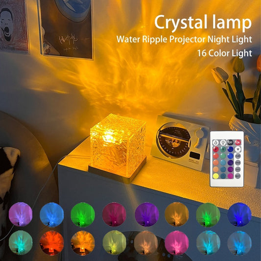 Crystal Flame Effect LED Night Lamp