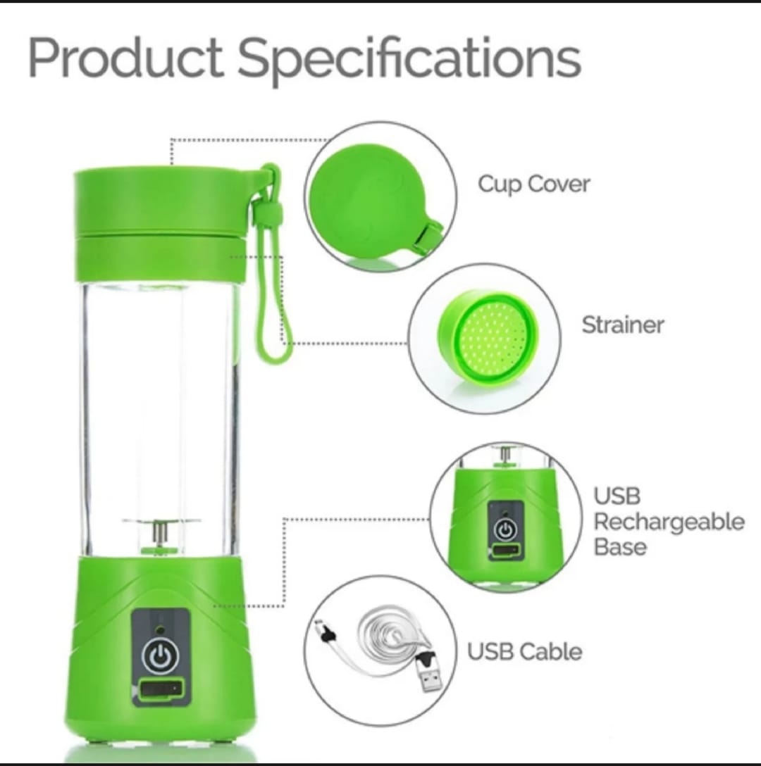 Portable USB Rechargeable Juicer Blender – Travel Friendly Smoothie Maker | Mini Fruit Mixer for Home, Office & Gym
