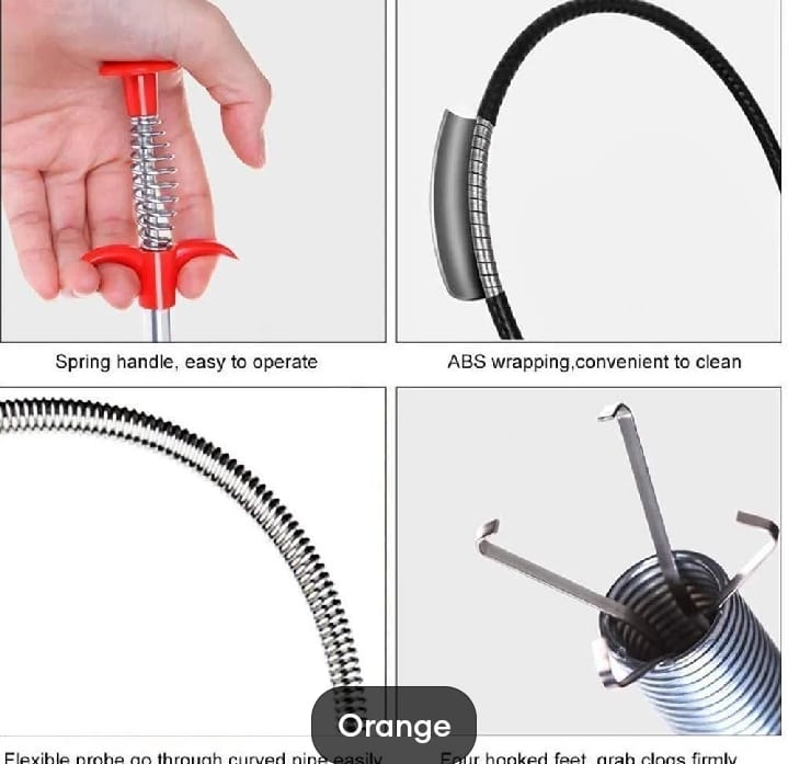 Drain Pipe Cleaner – Flexible Four-Claw Grabber Tool for Clogged Sinks & Drains