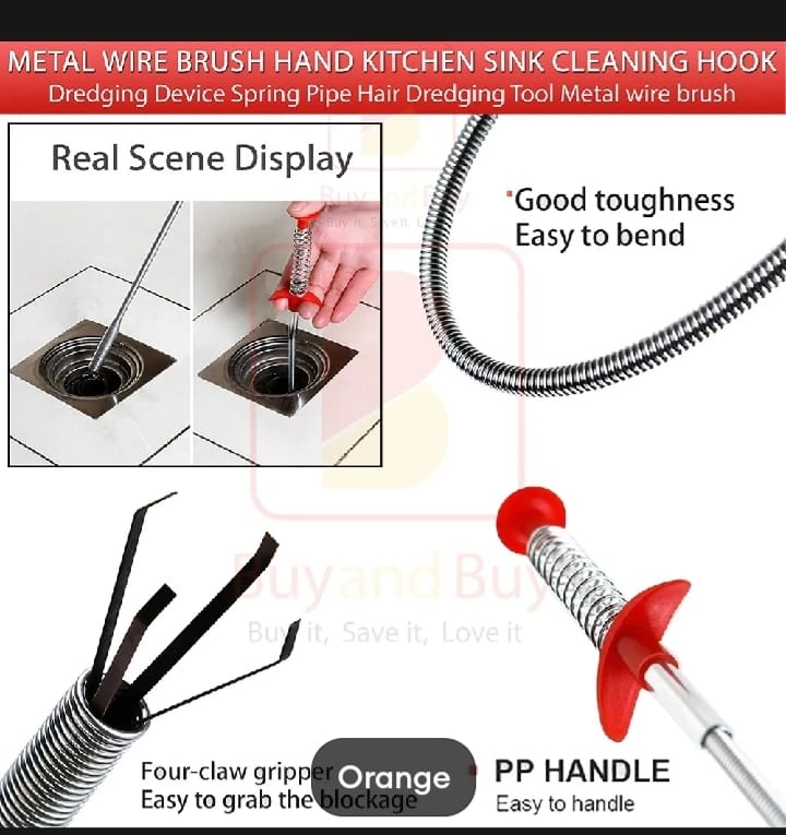 Drain Pipe Cleaner – Flexible Four-Claw Grabber Tool for Clogged Sinks & Drains